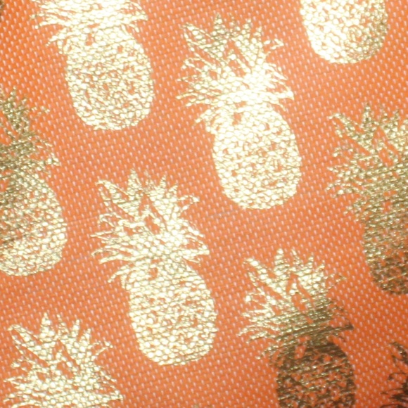 Sail Away tote orange gold metallic pineapple print Lined 20x15x8" New with tags - Picture 2 of 4